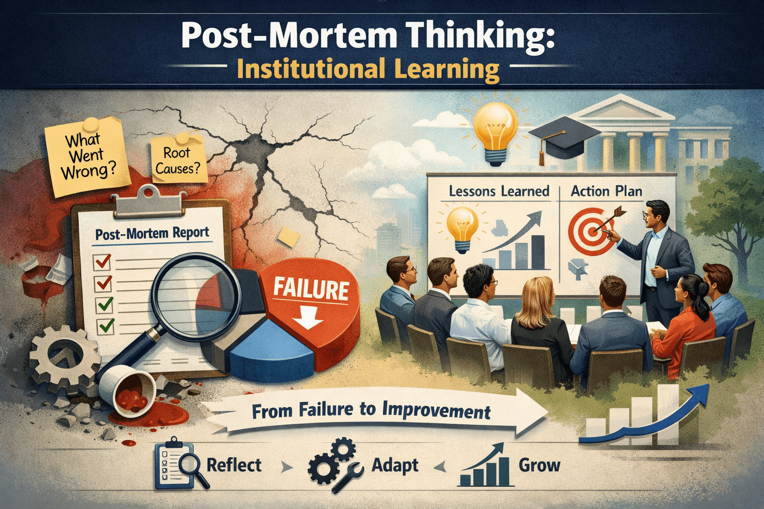 Post-mortem thinking framework supporting institutional learning in organizations