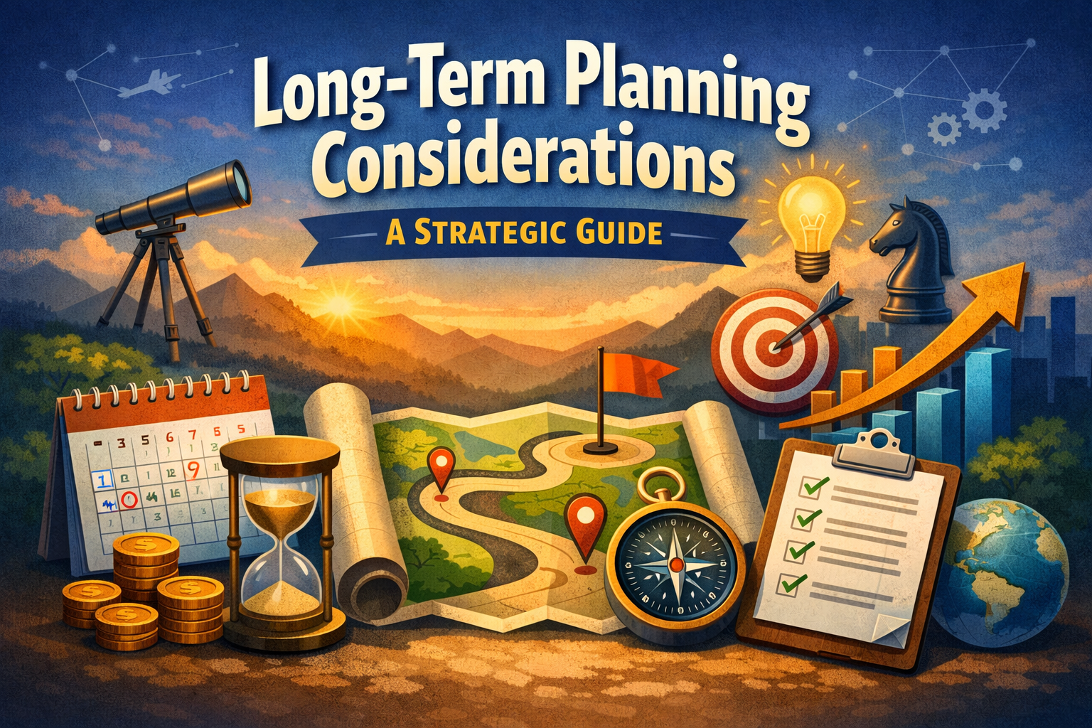 Diagram showing long-term planning considerations in strategic decision making