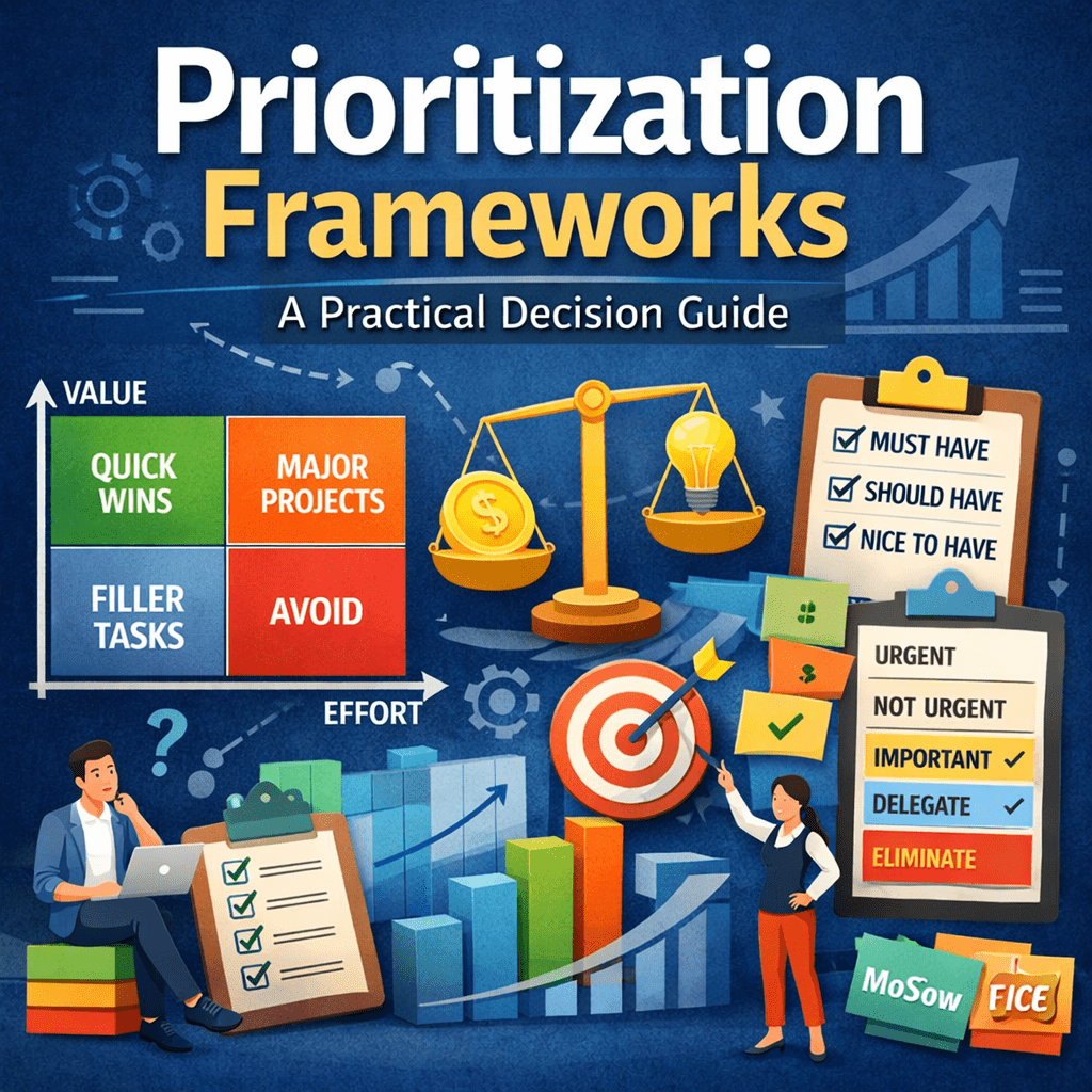 Diagram showing prioritization frameworks for strategic decision making