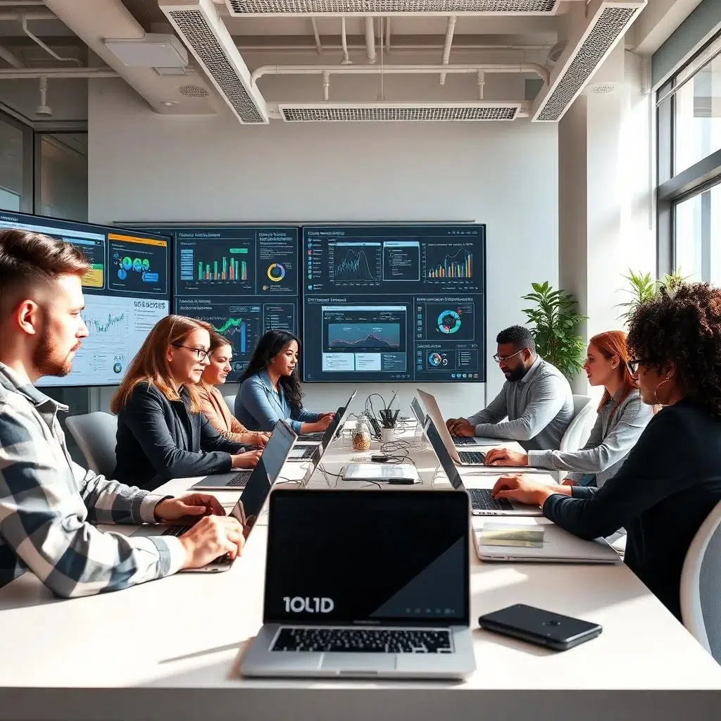 Startup team using dashboards and internal tools to optimize operational workflows