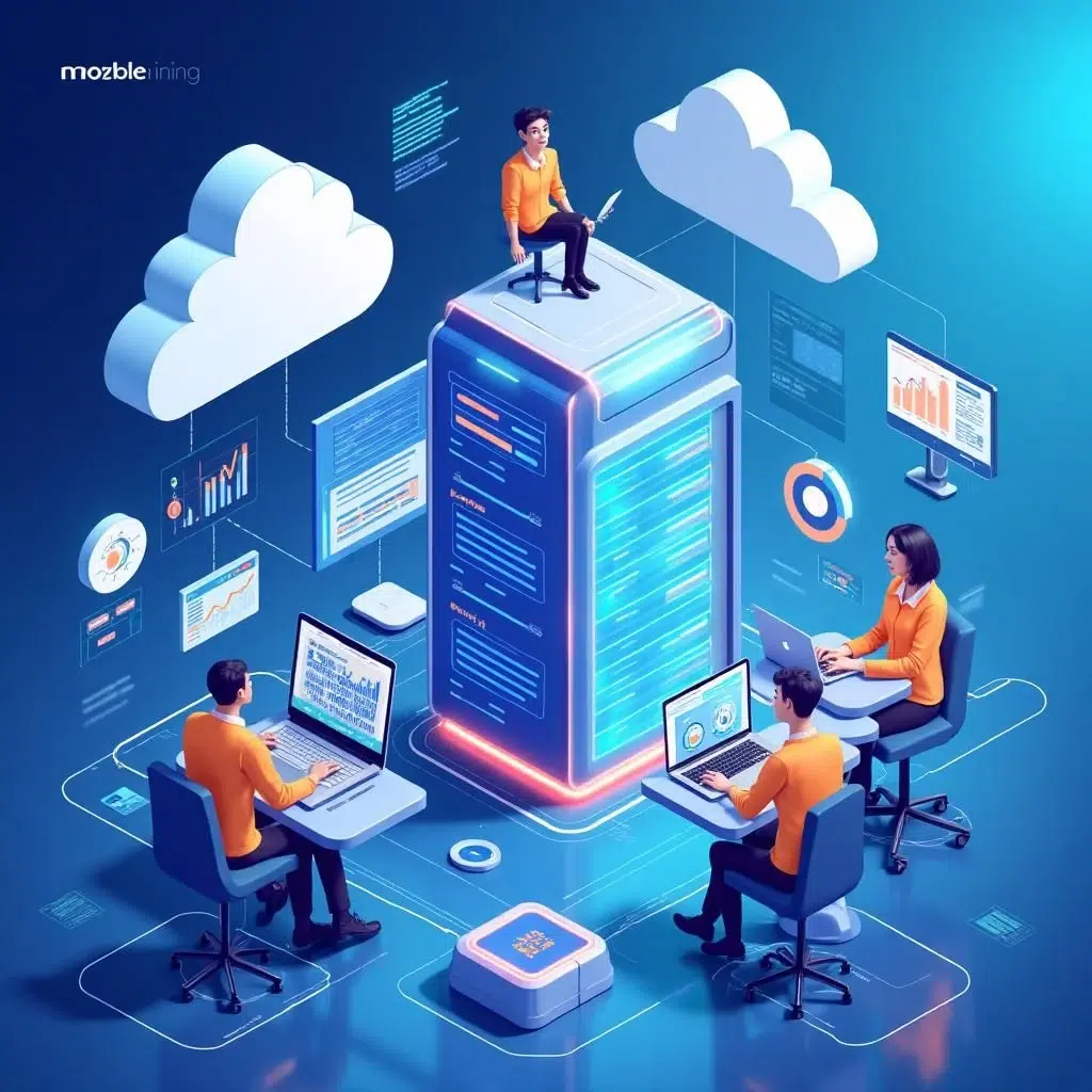 Team collaborating on charts, dashboards, and workflows to scale teams and processes efficiently for business growth