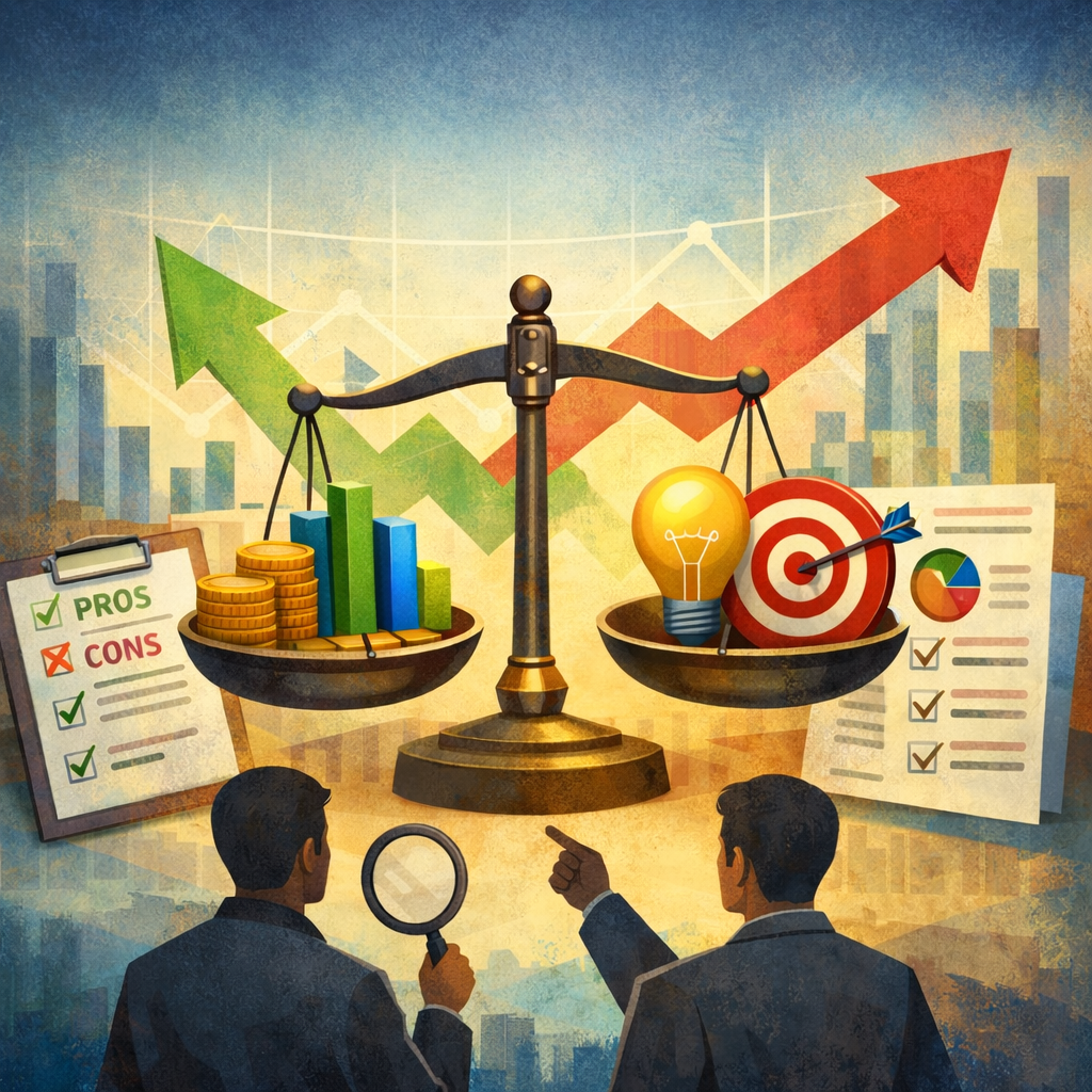 Diagram showing tradeoff analysis in strategic decision making