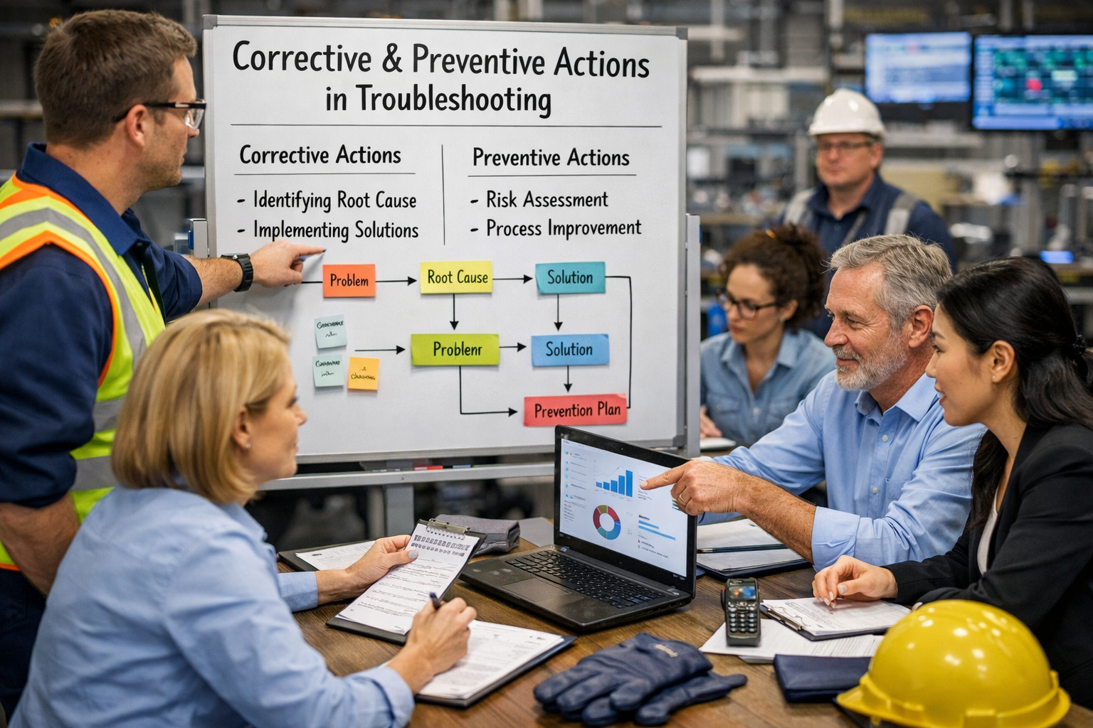 Corrective and preventive actions process in troubleshooting and problem solving