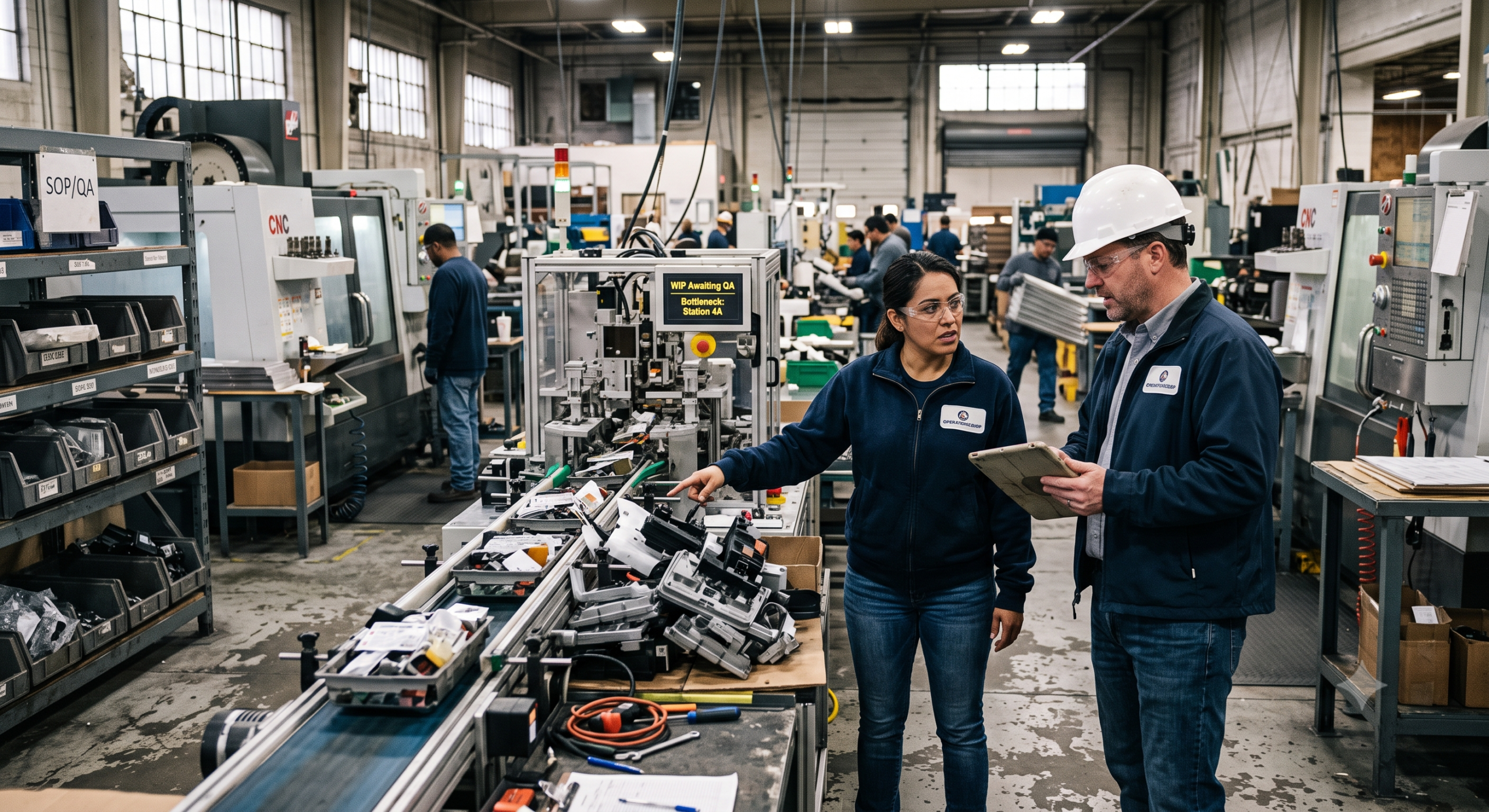 Leadership team addressing culture drift and operational alignment during business scaling in a manufacturing facility